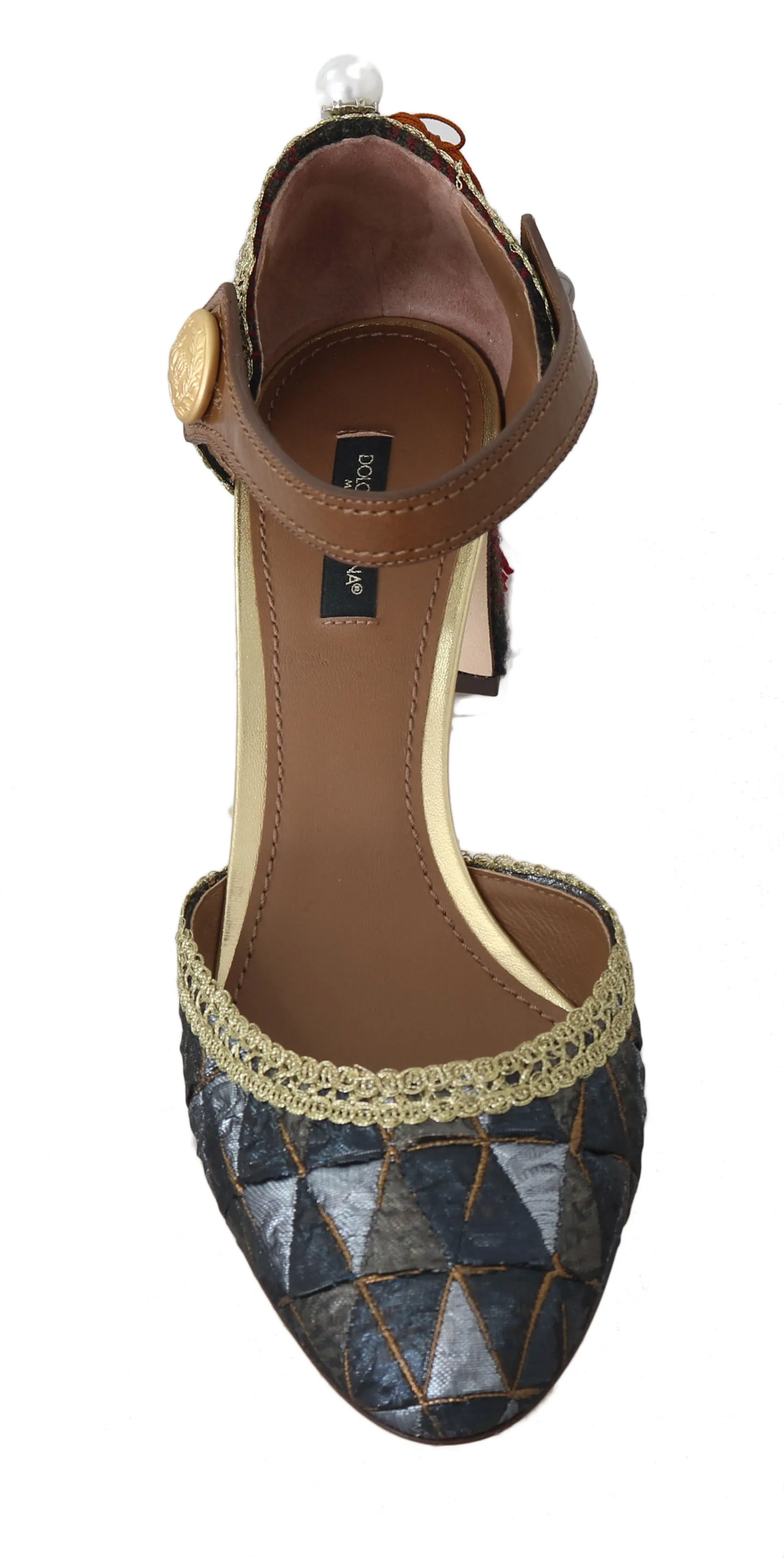 Ankle Strap Pumps Leather Lurex Tassel