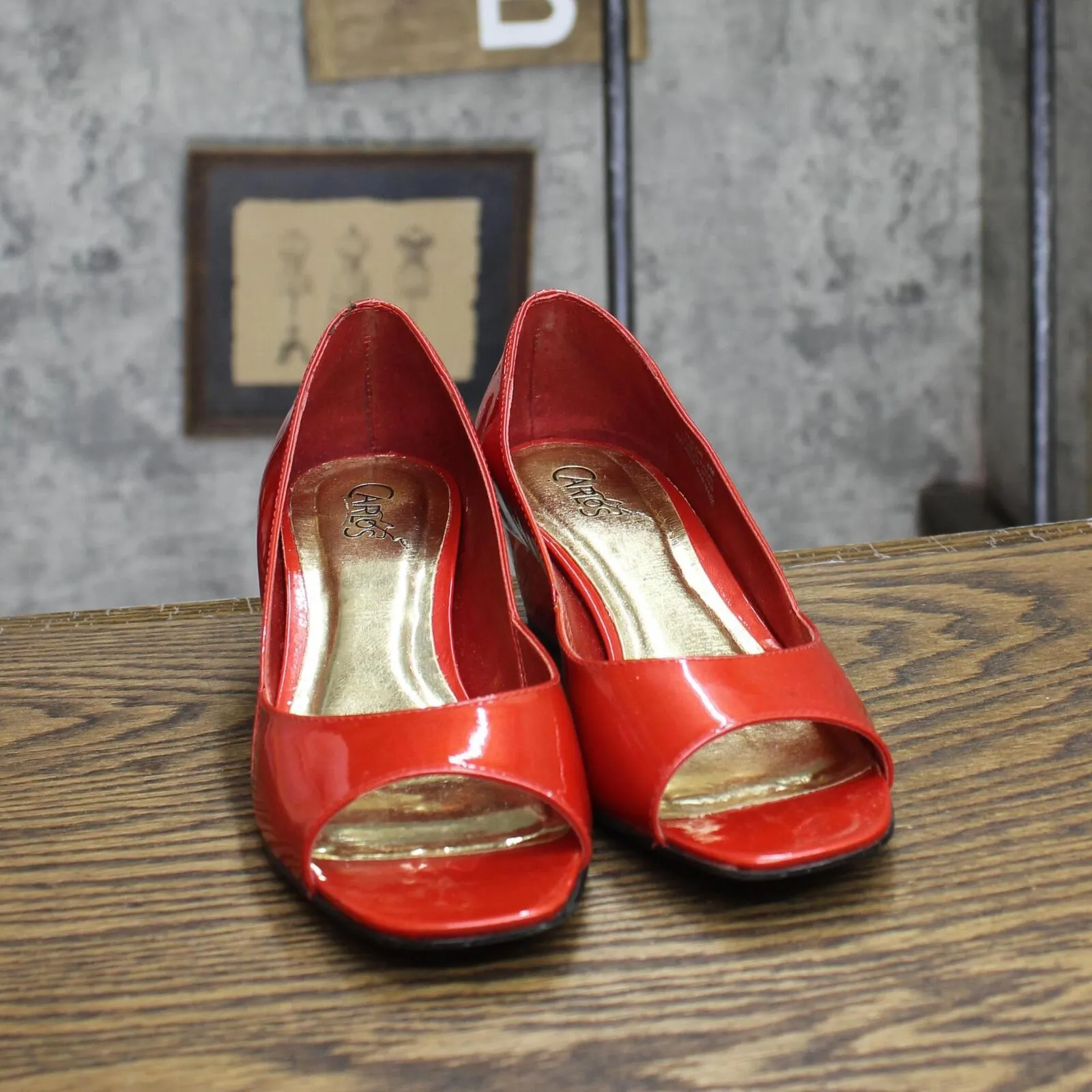 Carlos by Carlos Santana Womens Vintage See Through Wedge Heels Red 6M